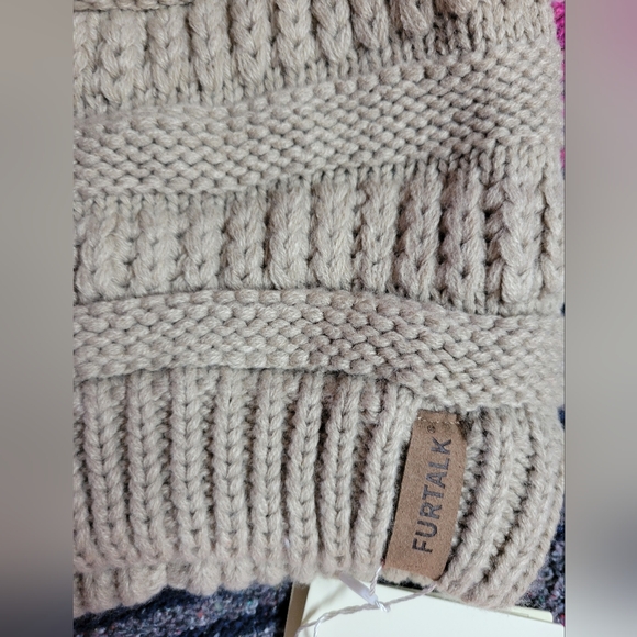NWT furtalk womens slouchy beanie tan knit winter hat - Picture 2 of 6